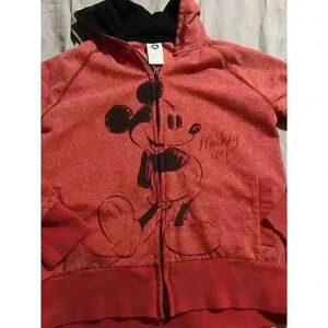 Disney Store Mickey Mouse Hoodie Womens M Full Zip Red